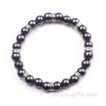 Hematites 8mm pulsera de cuentas de acero inoxidable aleación pulsera para hombres